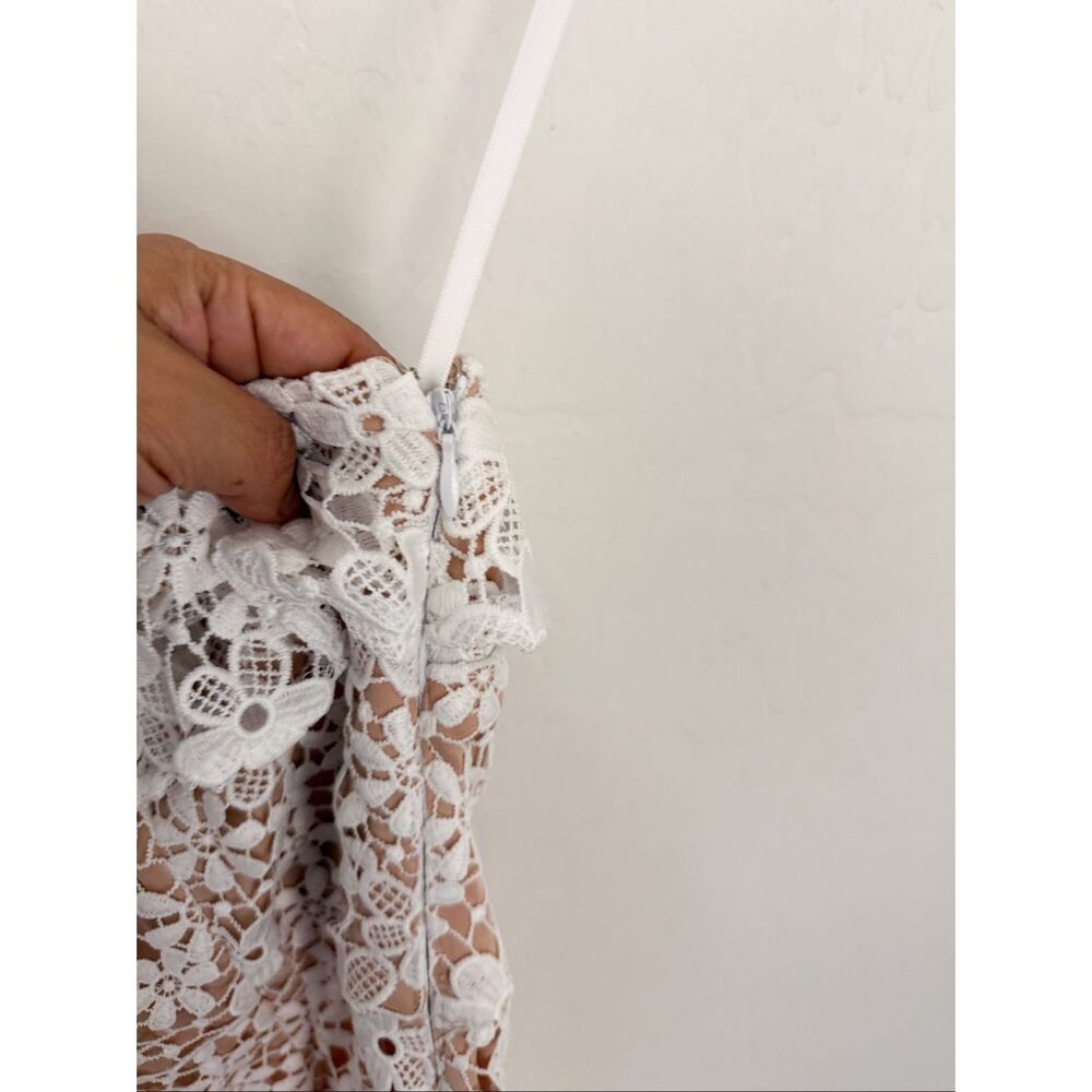 Donna Morgan For Maggy One Shoulder Floral Lace Bohemian Coquette Dress Size 12 - Picture 4 of 10